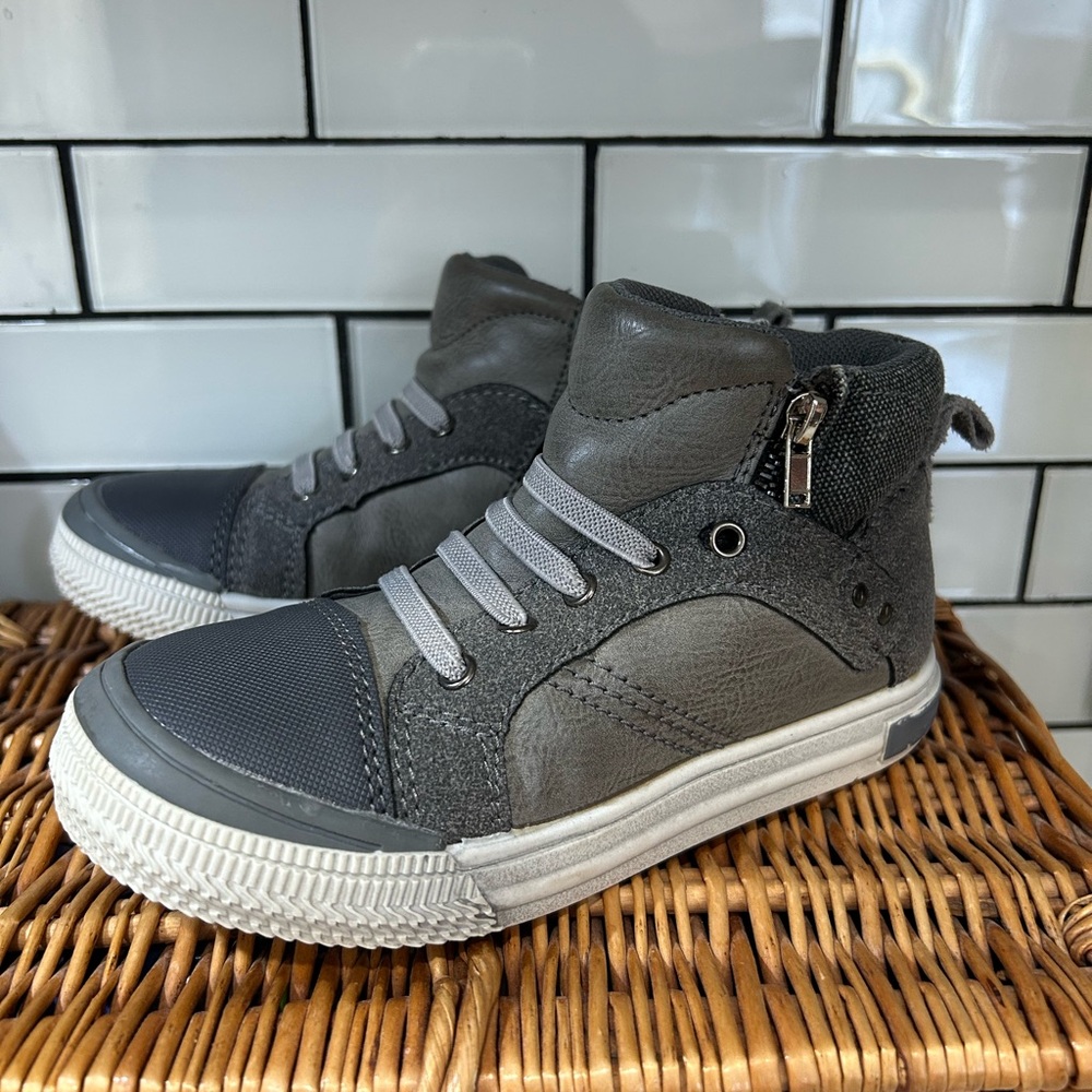 Gray High-Top Kids Sneakers